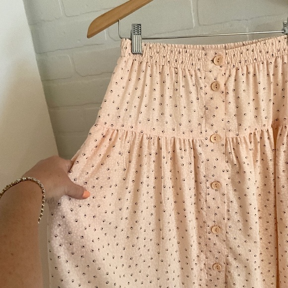 Vintage 80s Skirt Button down Pastel Peach Pockets Drop Waist Sz 4 Petites - Picture 6 of 13